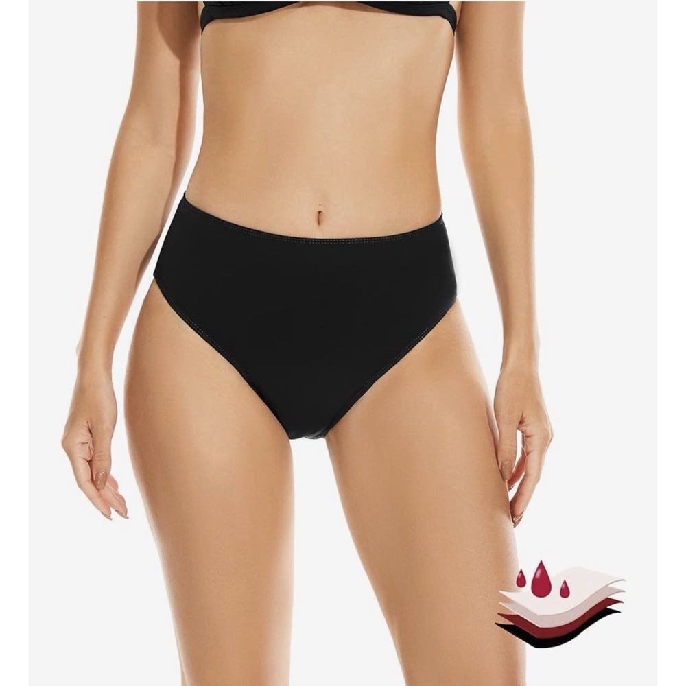 Ovruns Leakproof Period Swimwear Bikini Bottoms - Waterproof Size XXS Black‎